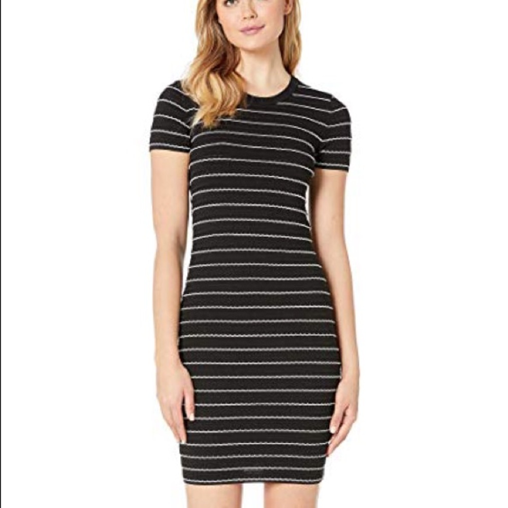 MICHAEL KORS RUFFLED STRIPE STRETCH-VISCOSE DRESS